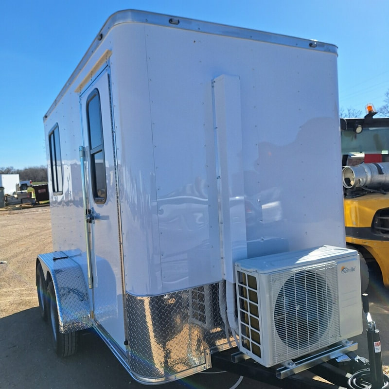 Towable insulated guard post trailer with mini-split A/C